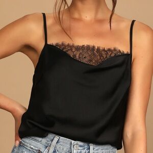 Black lace cowl neck tank